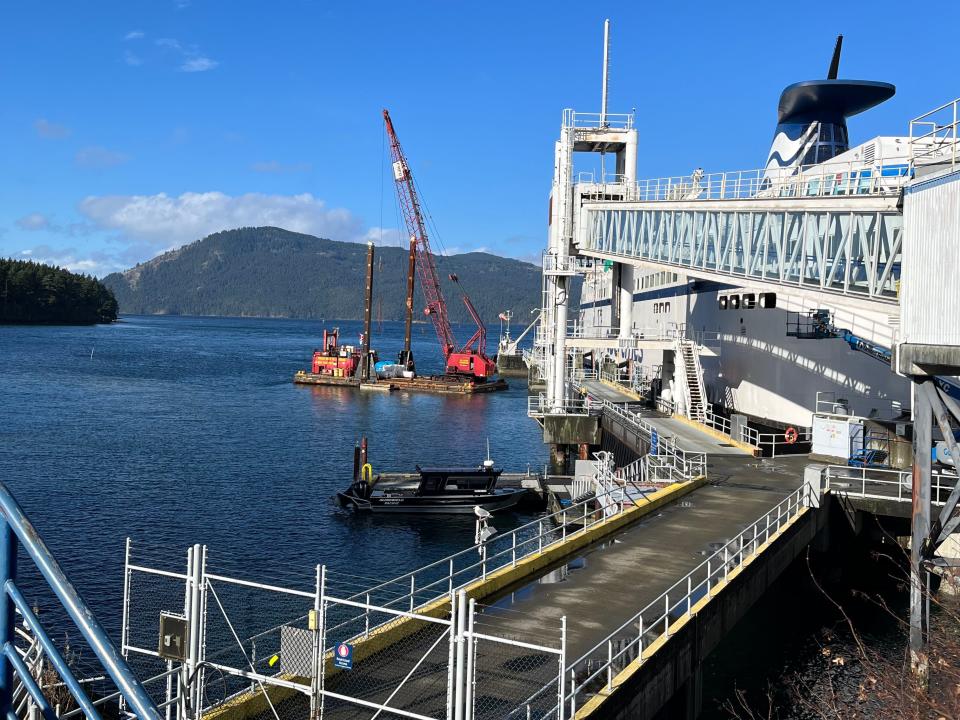 car ferry terminal over the water in canada