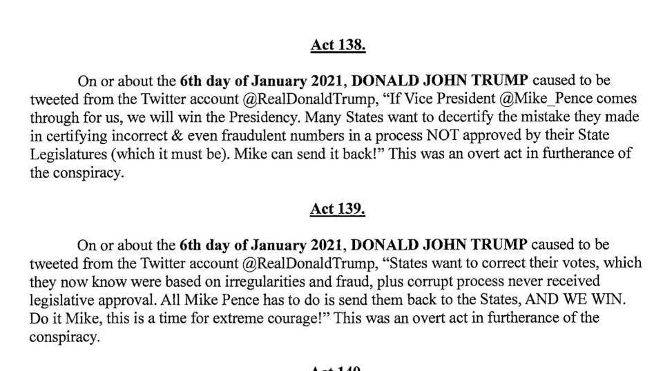 Tweet from @realDonaldTrump mentioned in the Georgia indictment