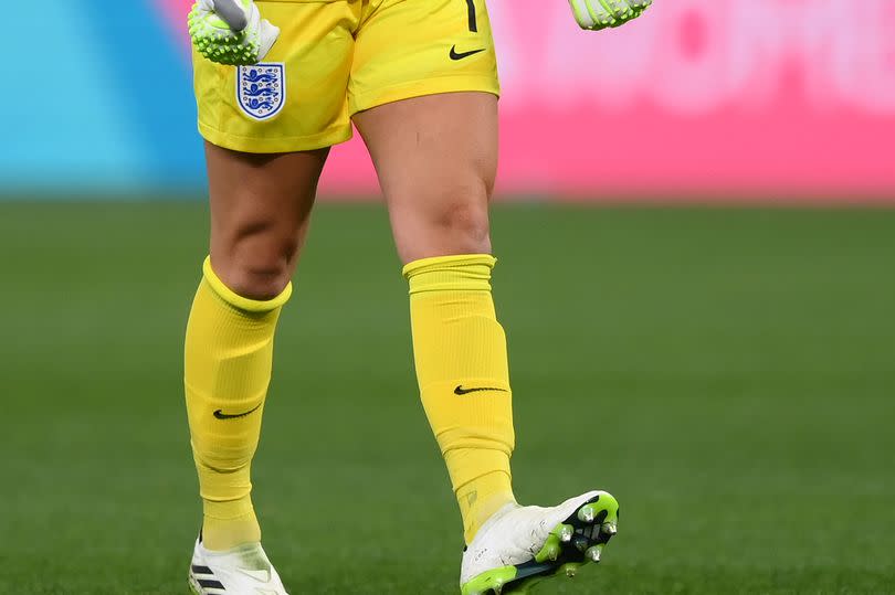 Mary Earps of England celebrates on the final whistle  during the FIFA Women's World Cup Australia & New Zealand 2023 Group D match between England and Denmark at Sydney Football Stadium on July 28, 2023 in Sydney, Australia. (Photo by Justin Setterfield/Getty Images)