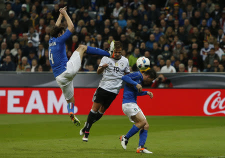 Football Soccer - Germany v Italy - International Friendly - Allianz-Arena, Munich, Germany - 29/3/16 Germany's Mario Goetze scores the second goal against Italy REUTERS/Michaela Rehle