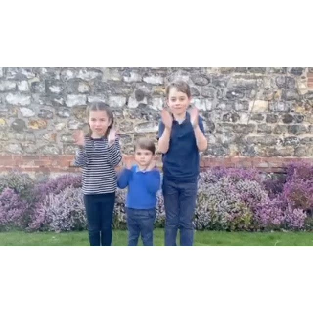 <p>The Kensington Royal Instagram account shared a <a href="https://www.elle.com/uk/life-and-culture/culture/a31945710/prince-louis-princess-charlotte-prince-george-applaud-nhs/" rel="nofollow noopener" target="_blank" data-ylk="slk:video;elm:context_link;itc:0;sec:content-canvas" class="link ">video</a> of the three young royals clapping together as the clock struck 8pm.</p><p>'To all the doctors, nurses, carers, GPs, pharmacists, volunteers and other NHS staff working tirelessly to help those affected by <a href="https://www.instagram.com/explore/tags/covid19/" rel="nofollow noopener" target="_blank" data-ylk="slk:#COVID19;elm:context_link;itc:0;sec:content-canvas" class="link ">#COVID19</a>: thank you,' the captioned of the clip reads.</p><p><a href="https://www.instagram.com/p/B-NZ0tSFc0X/?utm_source=ig_web_copy_link" rel="nofollow noopener" target="_blank" data-ylk="slk:See the original post on Instagram;elm:context_link;itc:0;sec:content-canvas" class="link ">See the original post on Instagram</a></p>