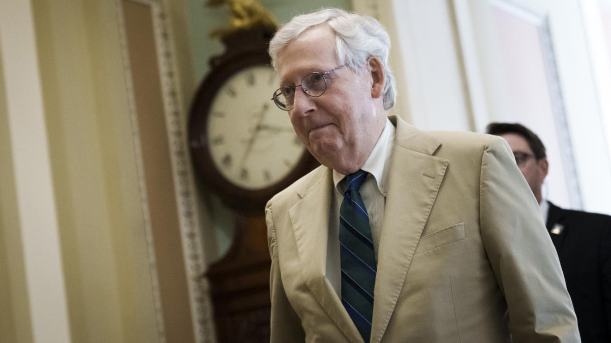 Senate Minority Leader Mitch McConnell, R-Ky., heads to the Senate floor June 21. 