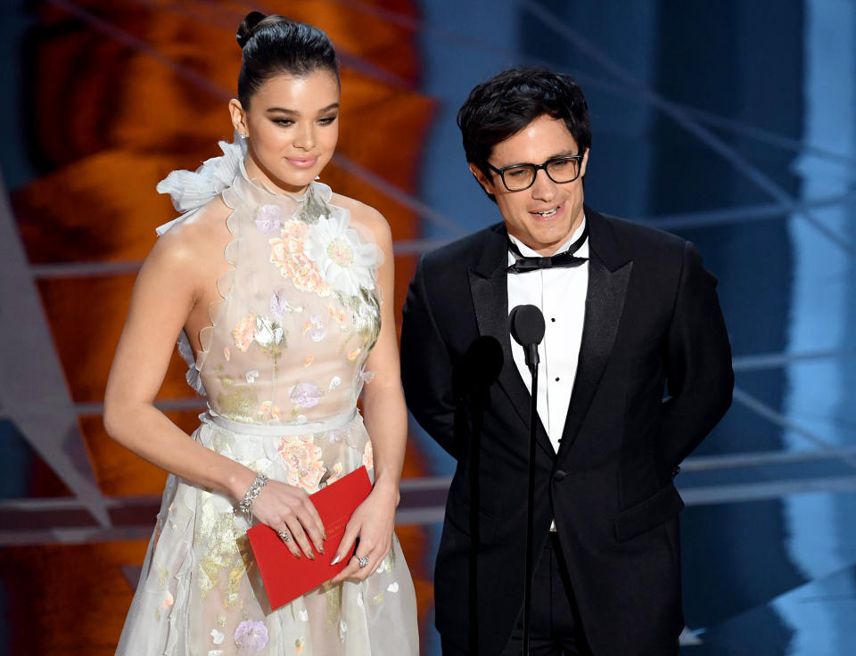 "Flesh and blood actors are migrant workers. We travel all over the world. We construct families, we build life but we cannot be divided. As a Mexican, as a Latin American, as a migrant worker, as a human being Im against any form of wall that wants to separate us."— Gael García Bernal presenting an award alongside Hailee Steinfeld 