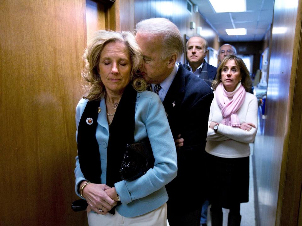 Joe Biden and Jill Biden in Iowa in 2008.