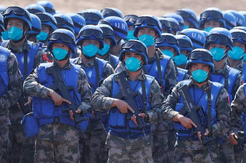 Soldiers of Chinese People&#39;s Liberation Army (PLA) take part in a joint multinational UN peacekeeping military exercise with troops from Pakistan, Mongolia and Thailand, on the outskirts of Zhumadian, Henan province, China.