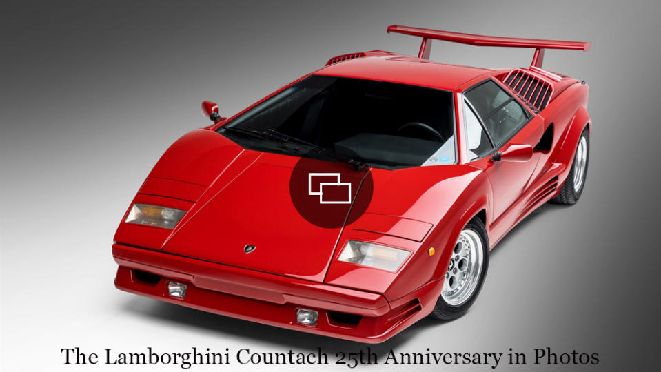 A 1989 Lamborghini Countach 25th Anniversary supercar.