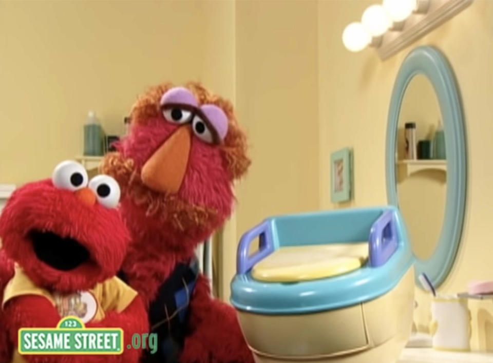 Louie coaches Elmo and his fans (and let's be honest, their parents, too) through the ups and downs of potty training. (YouTube)