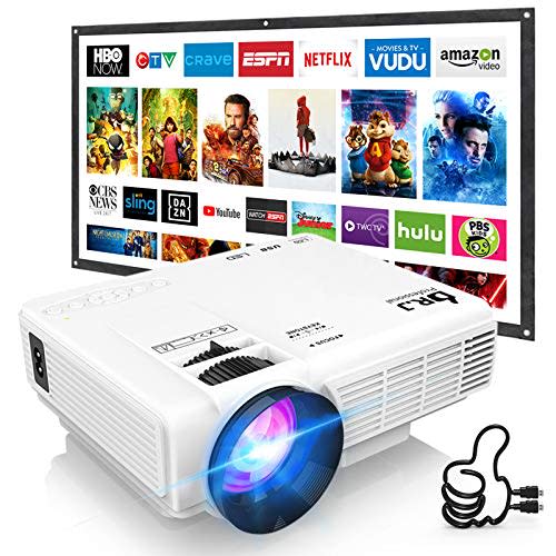 DR. J Professional HI-04 Mini Projector Outdoor Movie Projector with 100Inch Projector Screen,…
