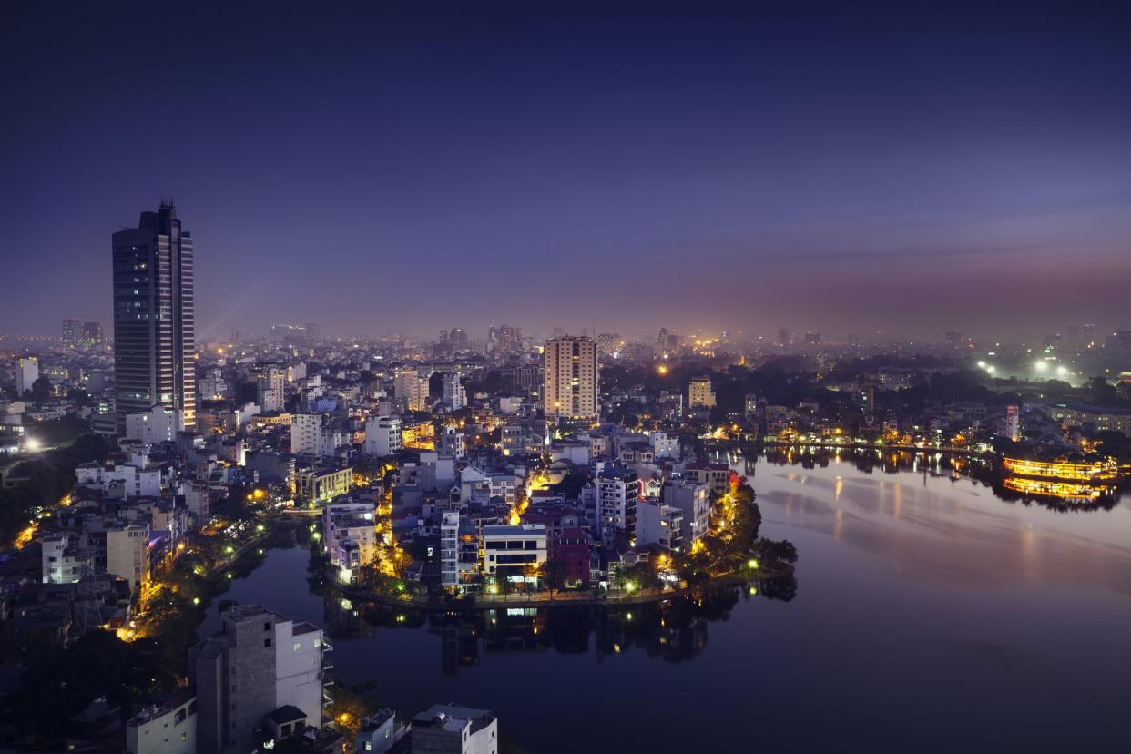 View over Hanoi at twilight.