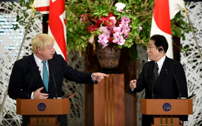 Britain's Foreign Secretary Boris Johnson told his Japanese opposite number Fumio Kishida: "We are very pleased that since the decision last year to leave the European Union ... Japanese investments in the UK... are continuing, unabated." 