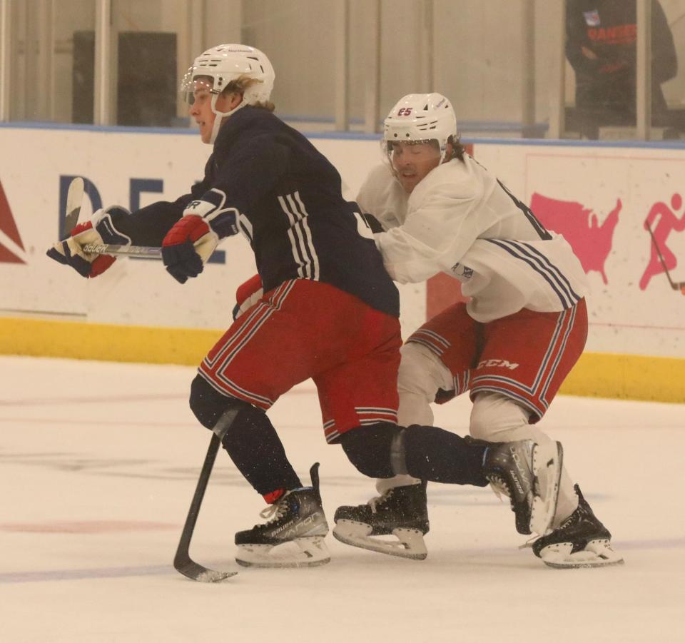 Brett Berard in action during the New York Rangers development camp at their training center in Tarrytown, July 5, 2023. 