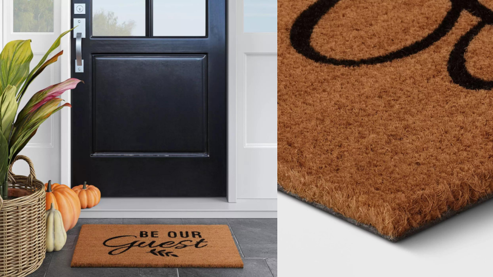 This mat a la Beauty and the Beast will make your porch more inviting.