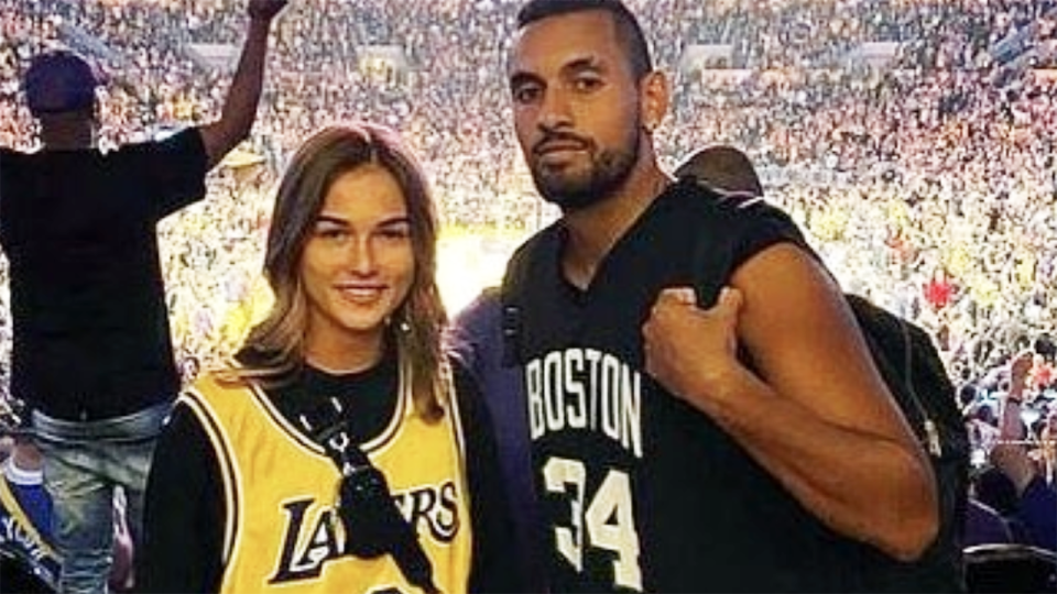 Anna Kalinskaya and Nick Kyrgios, pictured here at an NBA game.