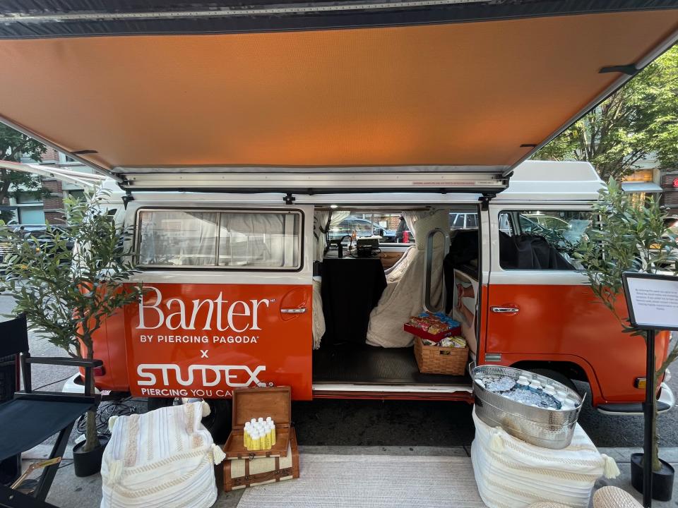 The Banter mobile “concierge” van. Studex provides ear piercing devices and gels.