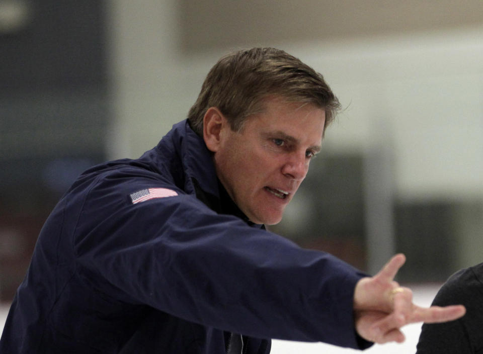 Figure skating coach Peter Oppegard, shown in 2010, is reportedly under investigation by SafeSport. (AP Photo/Jae C. Hong)