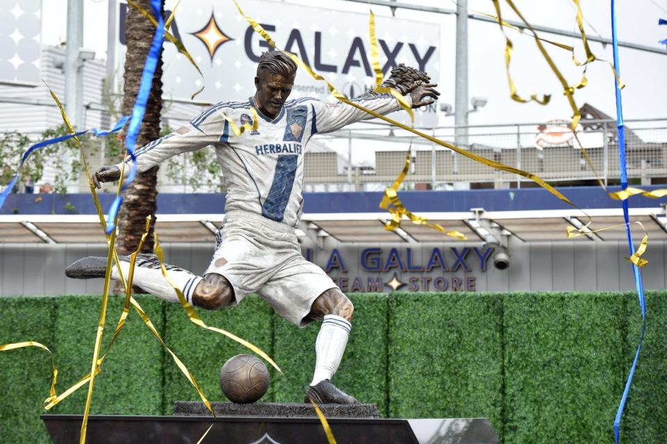 LA Galaxy even commissioned a statue of Beckham, pictured, to mark his time at the club (Lionel Hahn/PA) (PA Archive)