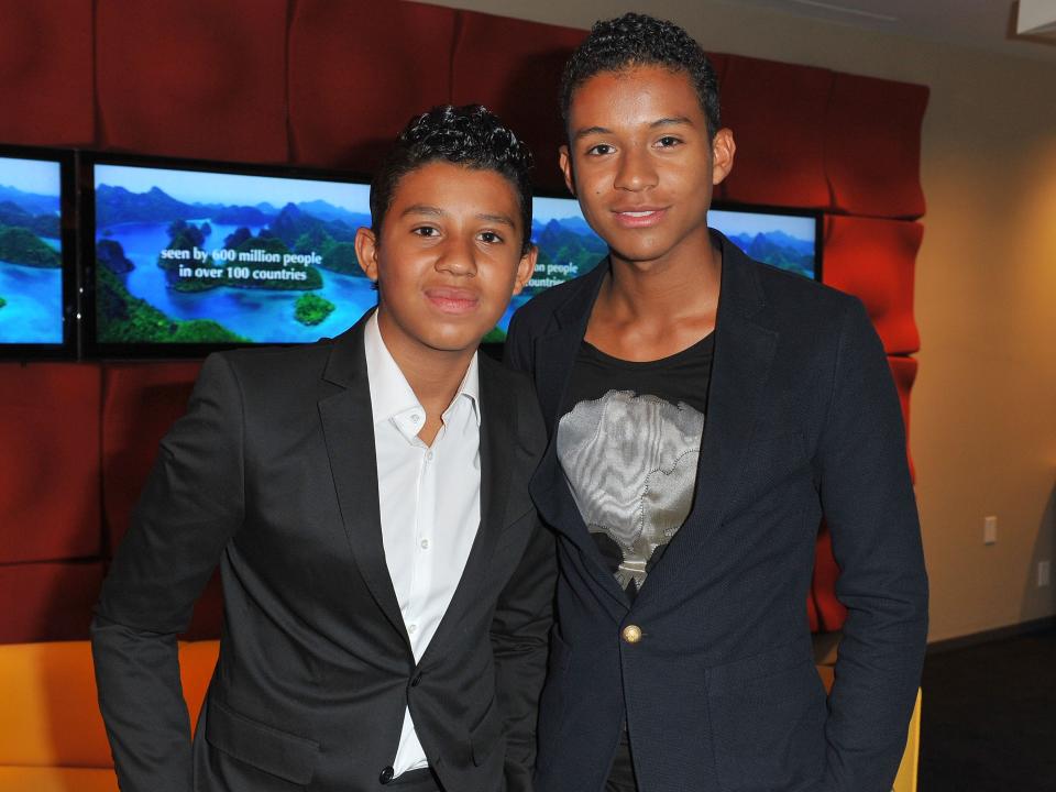 Jermajesty Jackson and Jaafar Jackson on April 18, 2013 in West Hollywood, California.