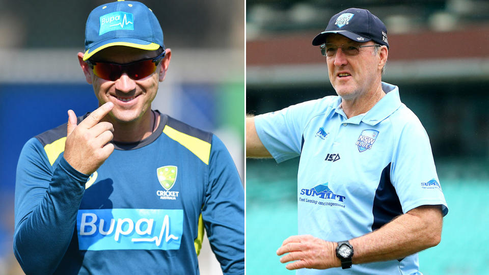 Seen here, Australia coach Justin Langer and Geoff Lawson have differing opinions on national selections.