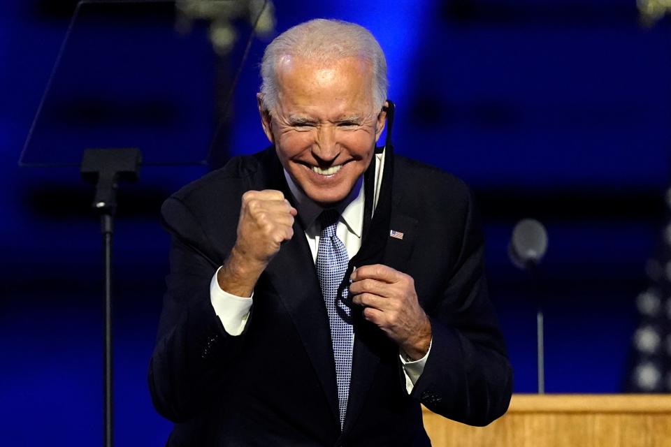 President-elect Joe Biden on Nov. 7, 2020, in Wilmington, Delaware.