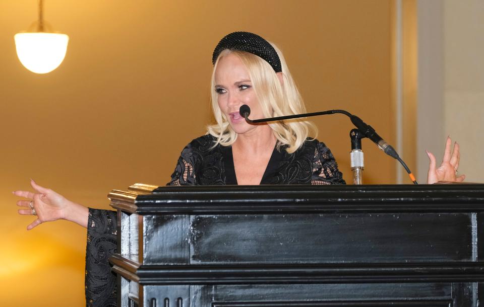 Kristin Chenoweth receives the Oklahoma Cultural Ambassador award at the Governor's Arts Awards for Excellence in the Arts at the Capitol, Tuesday, November 9, 2021.