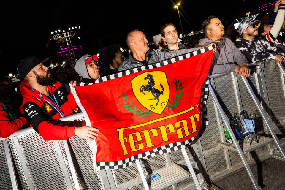 Fans at the T-Mobile Zone before the Formula 1 Grand Prix practice and qualifying day on November 17, 2023 in Las Vegas, Nevada.