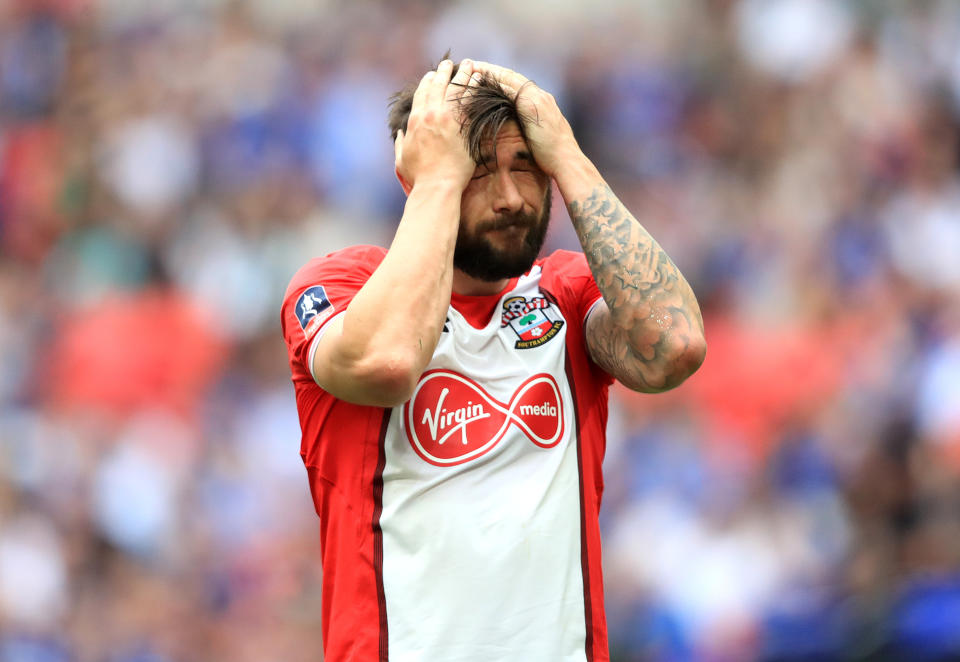 Southampton’s Charlie Austin following a missed chance against Chelsea
