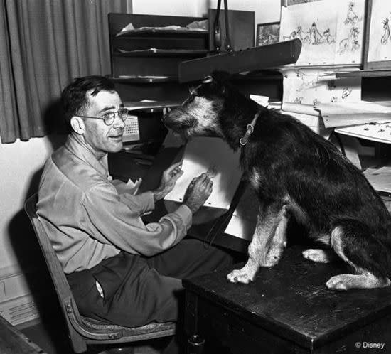 Disney artist Frank Thomas, and his dog model. Photo: Disney