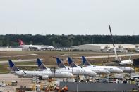 United Airlines planes, including a Boeing 737 MAX 9 model, are pictured at George Bush Intercontinental Airport in Houston