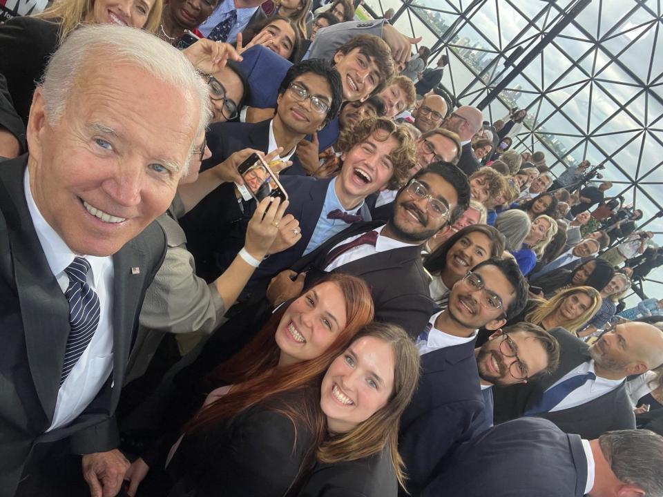 Students in Boston College High's model United Nations program from Quincy, Milton and Hull are pictured in a photo taken by President Joe Biden on his recent trip to Boston.