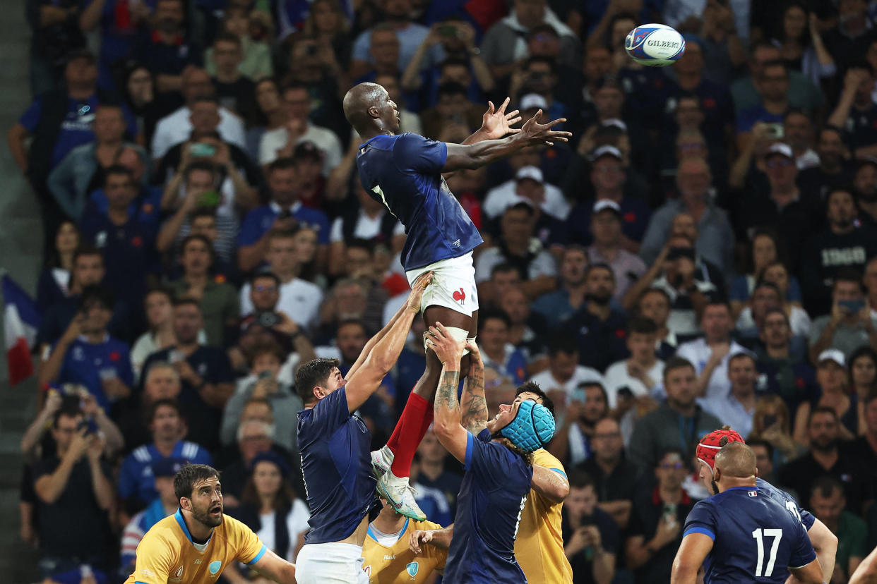 Coupe du monde de rugby 2023 : le XV de France passe haut la main face à l’Uruguay  (Photo de Sekou Macalou le 14 septembre 2023 face à l’Uruguay)