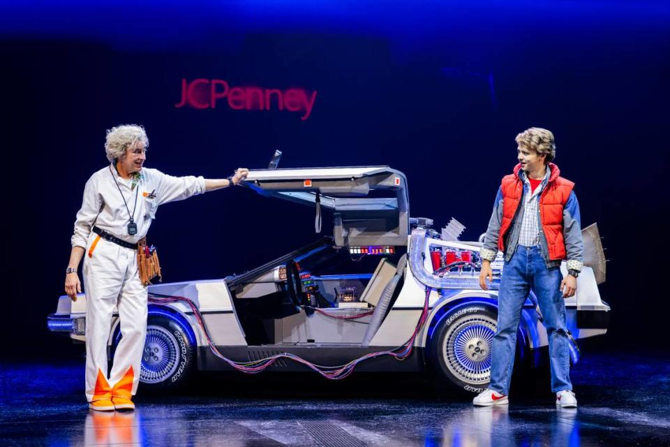 Don Stephenson as Doc Brown and and Caden Brauch as Marty McFly in the touring production of “Back to the Future: The Musical,” which will be in Charlotte July 9-21.