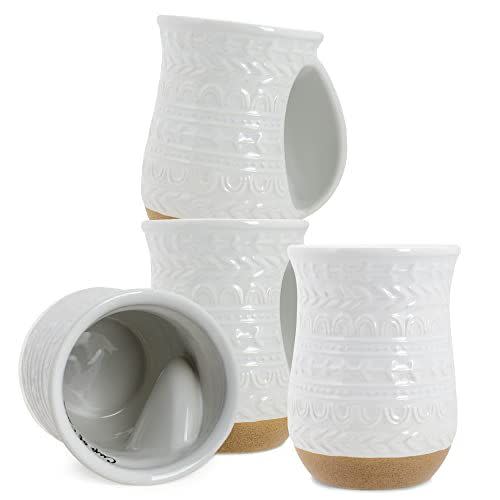 1) Nordic Textured 14-Ounce Handwarmer Coffee Mugs (Set of 4)