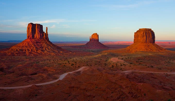 From the hotel rooms of The View, guests overlook the Mitten buttes of Monument Valley