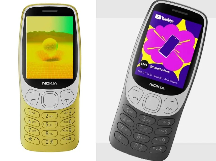 全新Nokia 3210復刻版重新設計並注入現代元素，支援4G上網，螢幕為2.4吋，機背加入200萬畫素相機與補光燈，不但保留傳統的3.5mm耳機孔、最經典的「貪食蛇遊戲」與可拆卸式電池，懷舊感滿分！（圖片來源：HMD Global）