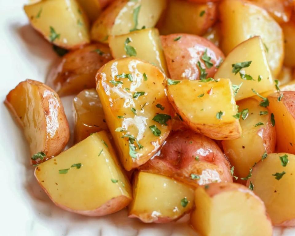 <p>Lil' Luna</p><p>This brown sugar glazed red potato recipe is so simple with only four ingredients.</p><p><strong>Get the recipe: <a href="https://lilluna.com/brown-sugar-glazed-red-potatoes/" rel="nofollow noopener" target="_blank" data-ylk="slk:Brown Sugar Glazed Red Potatoes;elm:context_link;itc:0;sec:content-canvas" class="link ">Brown Sugar Glazed Red Potatoes</a></strong></p>