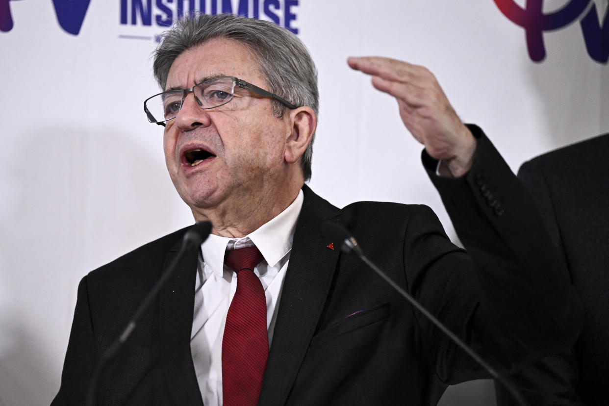 La conférence sur la Palestine à laquelle Jean-Luc Mélenchon devait participer à Lille a été interdite par la préfecture (Photo by JULIEN DE ROSA / AFP)