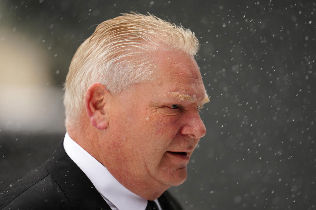 Ontario Premier Doug Ford arrives to the funeral of former prime minister Brian Mulroney, in Montreal, Saturday, March 23, 2024. THE CANADIAN PRESS/Sean Kilpatrick