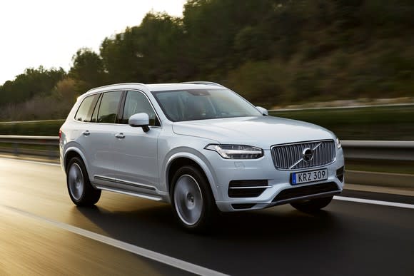 A NVIDIA-powered Volvo SUV on a highway