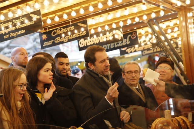 Christophe Castaner at the Christmas market