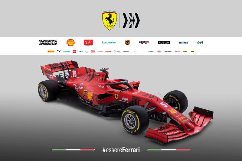 The new Ferrari Formula One race car is pictured in this handout photo