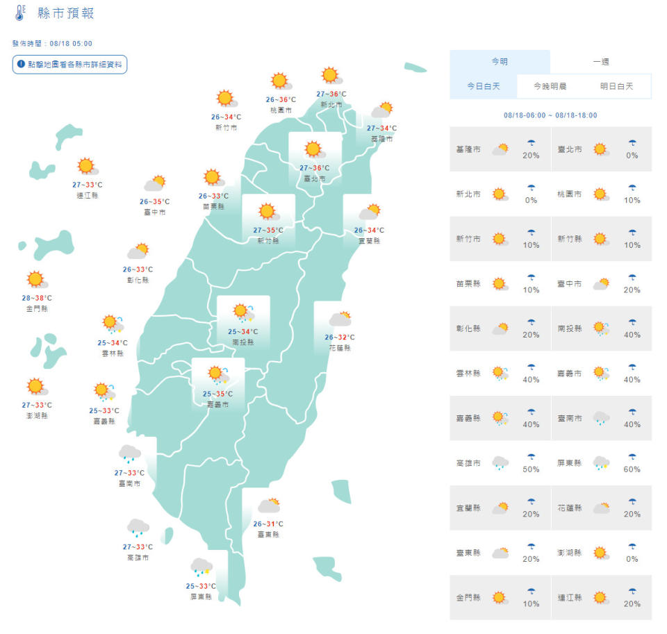 天氣概況。（圖／中央氣象局）