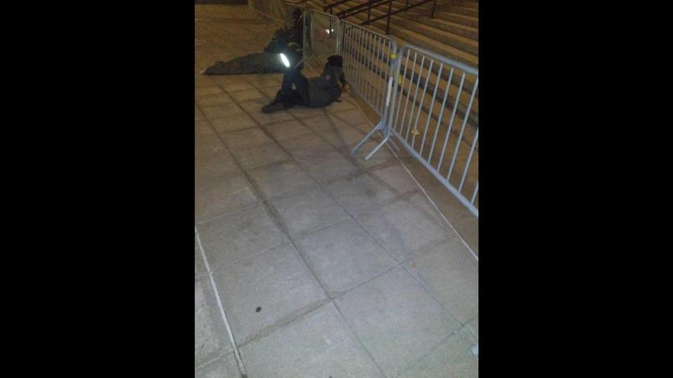 Placeholders wait in the pre-dawn hours outside the courtroom in New York City where Ghislaine Maxwell’s trial has occurred. They are paid by those wishing to attend.