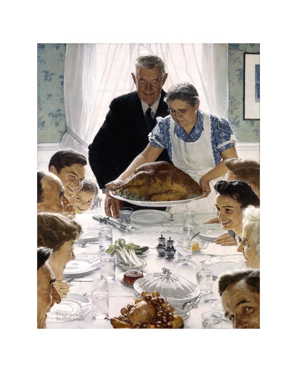 "Freedom from Want," which appeared in The Saturday Evening Post on March 6, 1943, is among the illustrations of Norman Rockwell on exhibit at the McKinley Presidential Library and Museum.