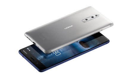 A new Nokia 8 phone is seen in this HMD Global handout picture obtained by Reuters August 16, 2017. HMD Global/Handout via Reuters