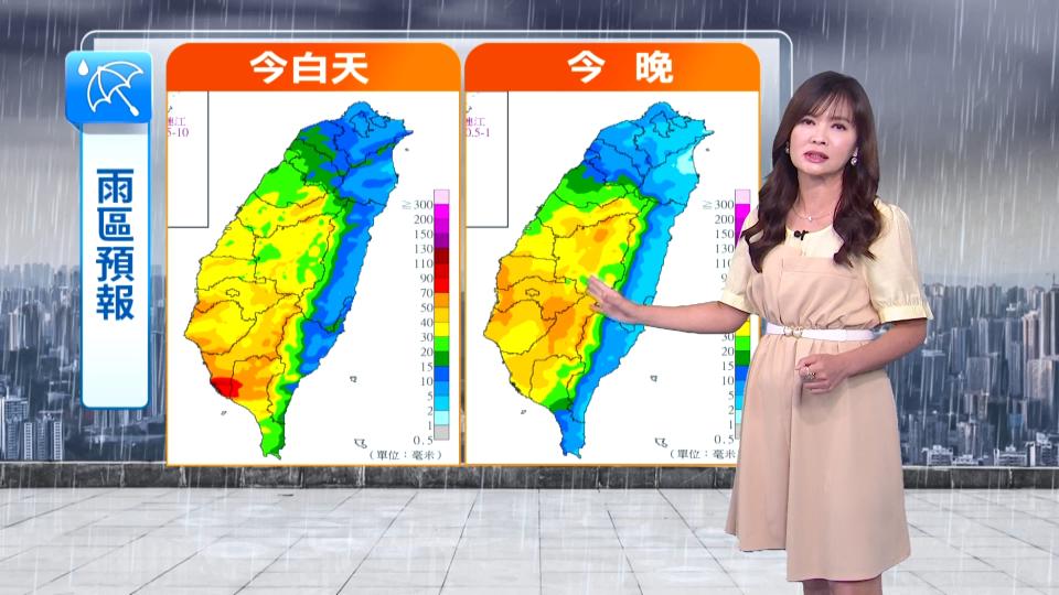 從雨區預報來看，本次降雨熱區在中南部。（圖／東森新聞）