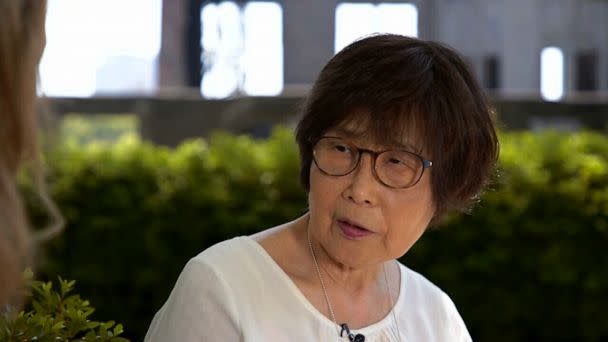 PHOTO: Keiko Ogura, 85, is shown during an interview with ABC News' Britt Clennett in Hiroshima, Japan. (ABC News)