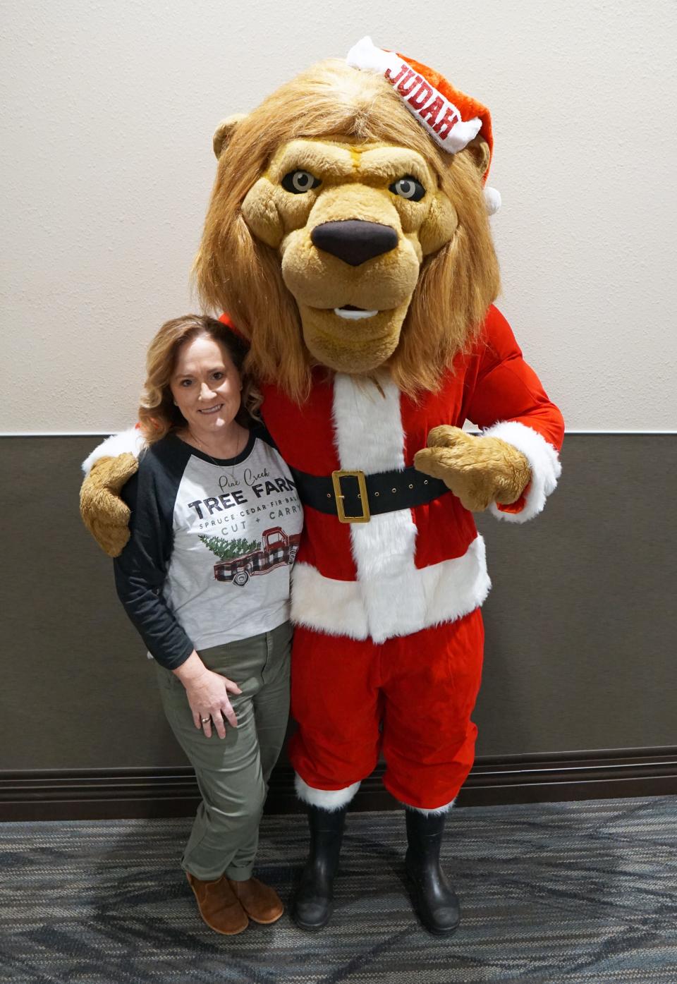 Canadian Valley Technology Center graduate Drew Stomprud, a college All-American mascot, is heading to the UCA College Nationals in mid-January at Walt Disney World. He is pictured with his mother, Kari, who is the Special Needs Coordinator at CV Tech’s El Reno Campus.