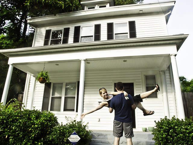 young couple buying a house