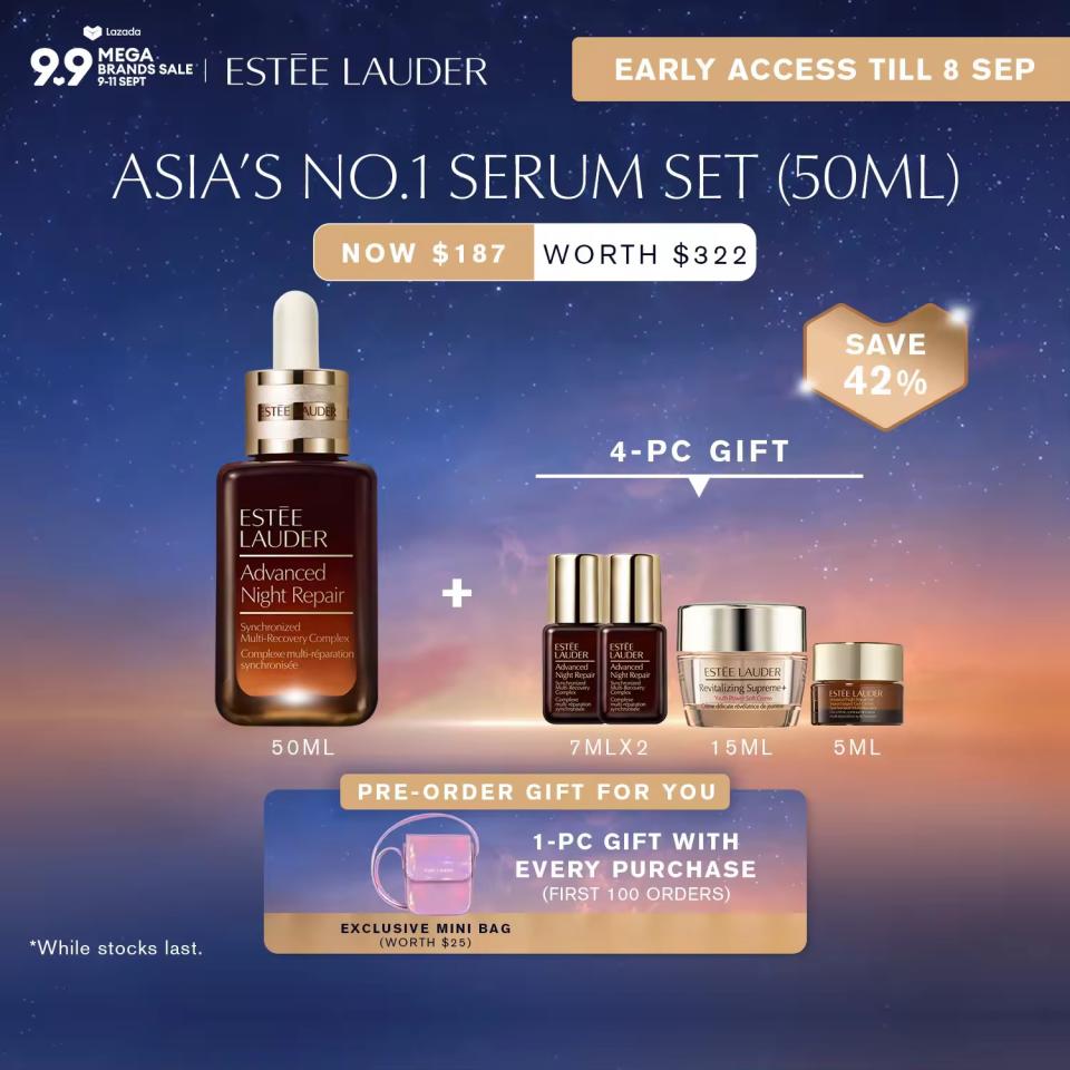 [Pre-Sale Exclusives] Estee Lauder - 5pcs Set with Advanced Night Repair Synchronised Multi-Recovery Complex Serum 50ml. (Photo: Lazada SG)