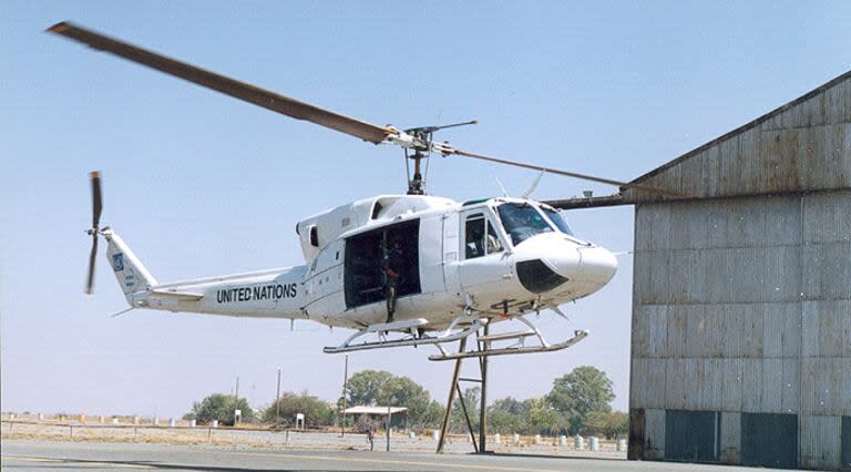 Un helicóptero Bell 212 de Naciones Unidas, en Chipre